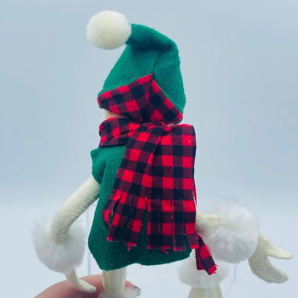 Annalee 12” Posable Christmas Plaid Scarf Elf Shelf Sitter Doll - Picture 5 of 7